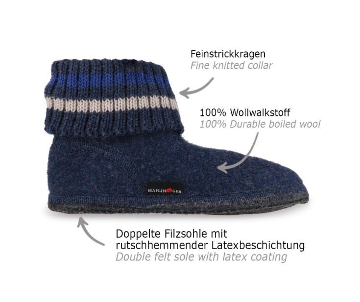 Hausschuhe „Haflinger“ Gr. 35 blau Hüttenschuhe in Bad Grönenbach