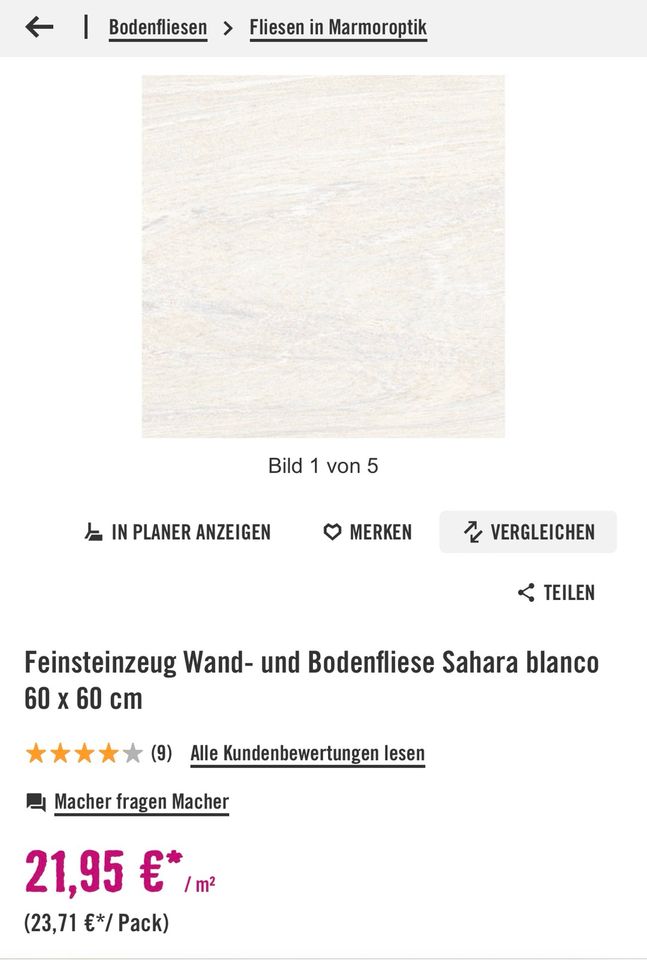 13 Feinsteinzeug Wand- und Bodenfliese Sahara blanco 60 x 60 cm in Korschenbroich