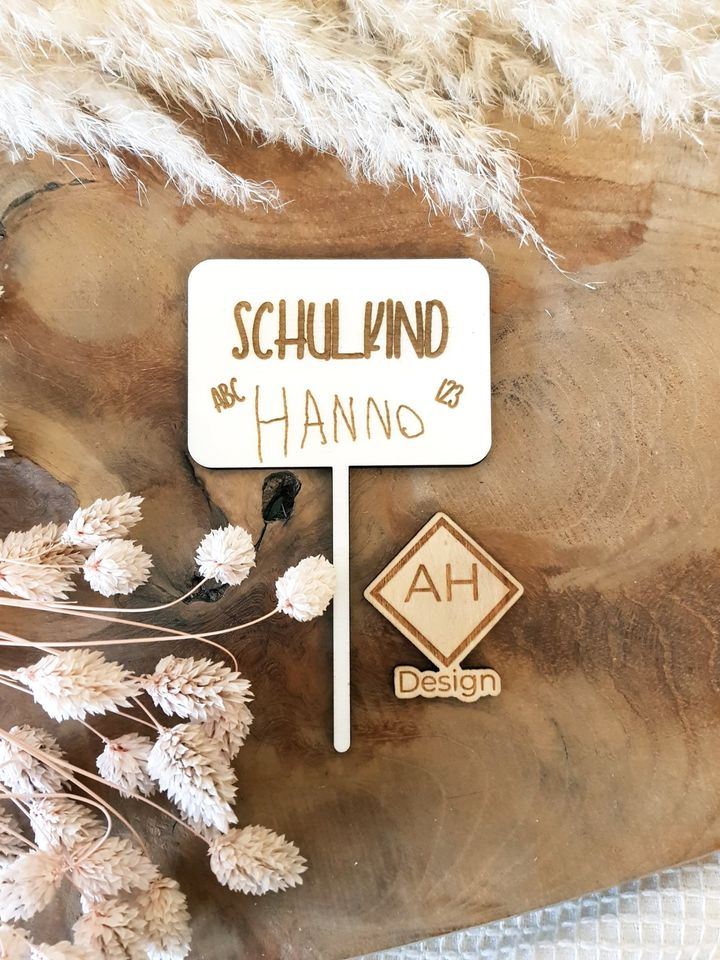 Schulkind Caketopper Cake Topper Kuchen Torten Stecker Holz Name in Frammersbach