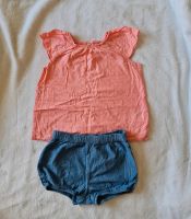 H&M Baby Bluse und Shorts in Rosa/Blau Sachsen-Anhalt - Magdeburg Vorschau