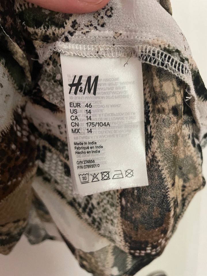 Neue Bluse babydoll Damen H&M Animal Print braun grün Größe 46 in Dresden