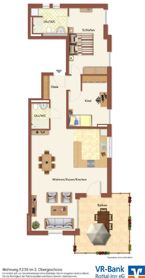 Ansprechende 3-Zimmer-Neubau-Wohnung im 2.OG im Herzen von Eggenfelden in Eggenfelden