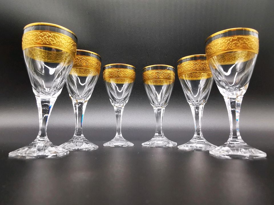 6x Moser Likörgläser Signiert Römer-gläser Schnapsglas Gold-Rand in Herne