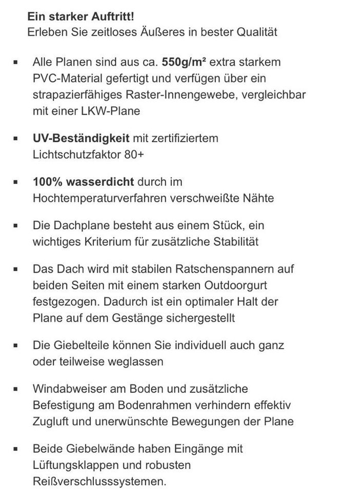 Weidezelt Lagerzelt mit Statik und Sturmset 6 x12 x 3 in Elbingen Westerwald