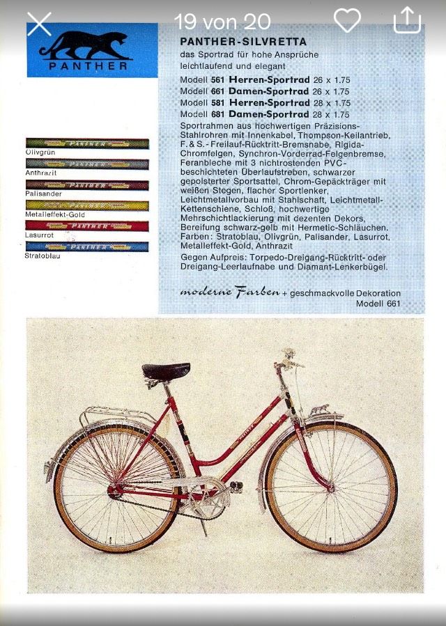 Fahrrad Vintage Oldtimer 1964 Damen-Sportrad Panther-Silvretta in Bergisch Gladbach