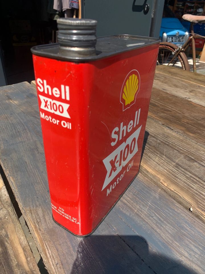 Shell X-100 Öldose rot 60er ungeöffnet Deko Oldtimer Garage Vespa in Korschenbroich