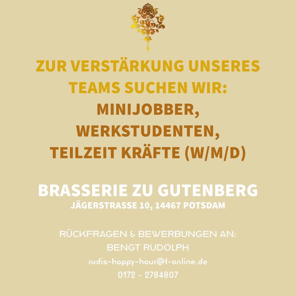 Auf Mini Job - Teilzeit - Servicekraft für Restaurant gesucht in Potsdam