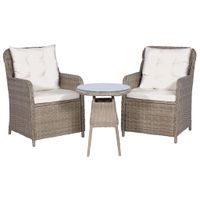 3-tlg. Bistro-Set mit Auflagen und Kissen Poly Rattan Braun Bayern - Bad Kissingen Vorschau