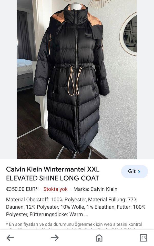 Calvin Klein Daunen Mantel extra lang in Moers