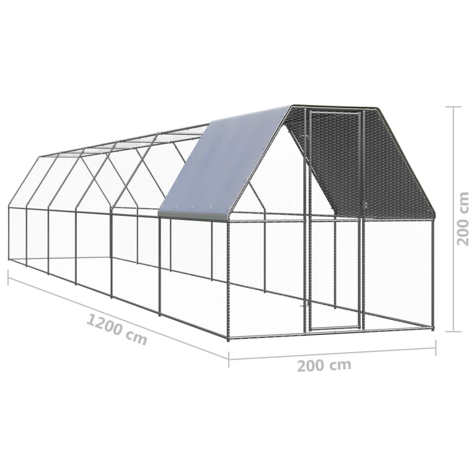 Outdoor-Hühnerkäfig Hühnerstall 2x12x2 m Verzinkter Stahl in Bad Kissingen