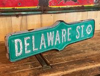 VINTAGE DELAWARE STREET STRAßENSCHILD LIONS CLUB USA MAN CAVE Nordrhein-Westfalen - Hamm Vorschau