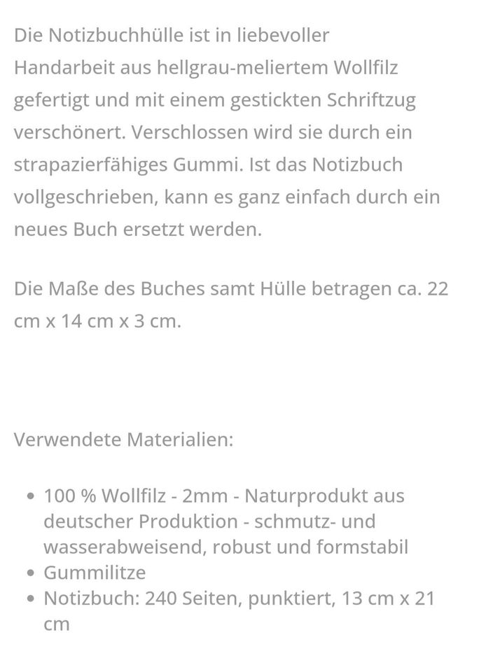 Notizbuch mit Filzhülle von Manufaktur Ruhr in Berlin