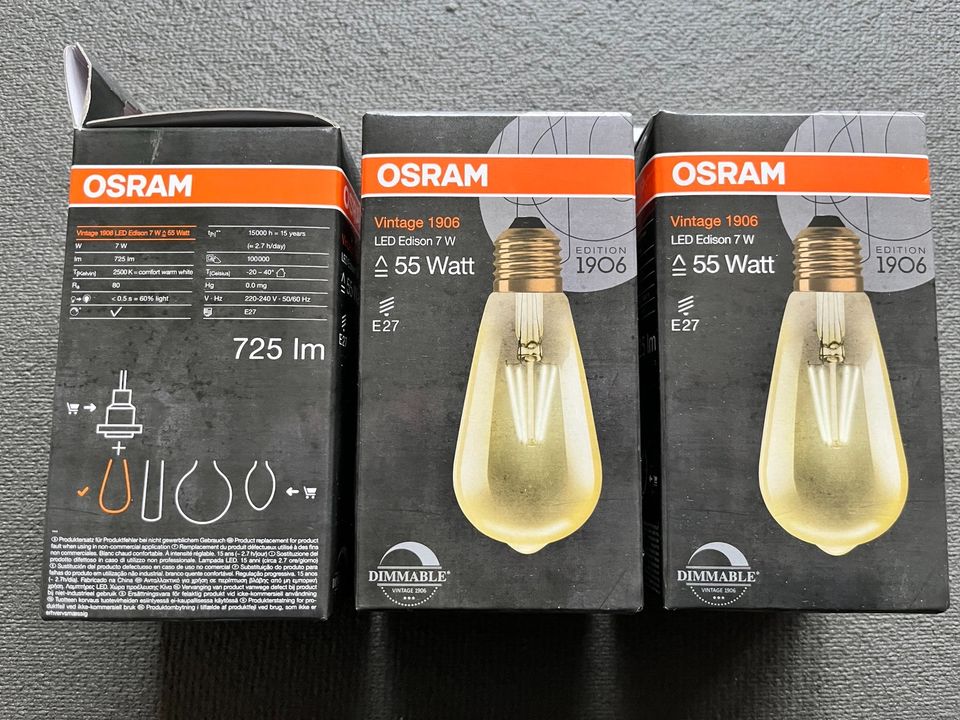 Osram Vintage 1906 LED Edison 7W Leuchtmittel dimmbar 3x in Seelze