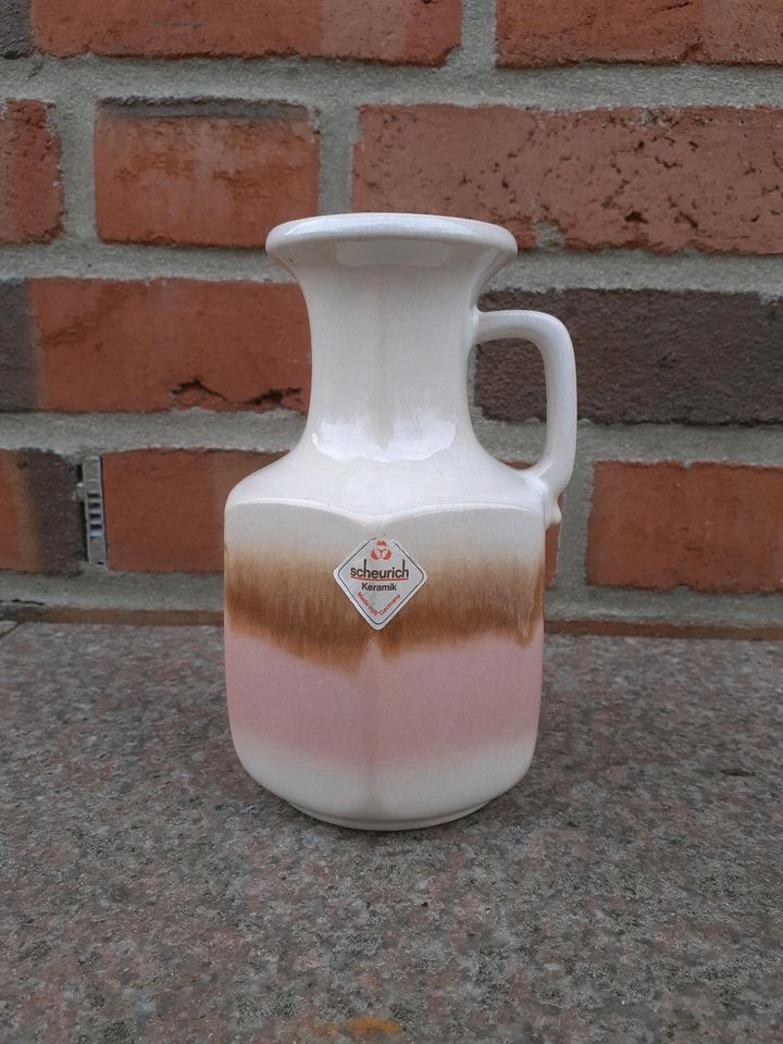 ⭐ Scheurich Kanne Vase Griff 60er Jahre retro 497-18 beige rosa in Bokel