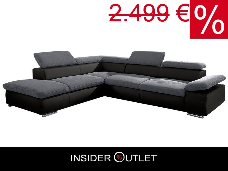 Ecksofa ★ 272x226cm Grau Schwarz Luxus-Microfaser Nubuck in Köln