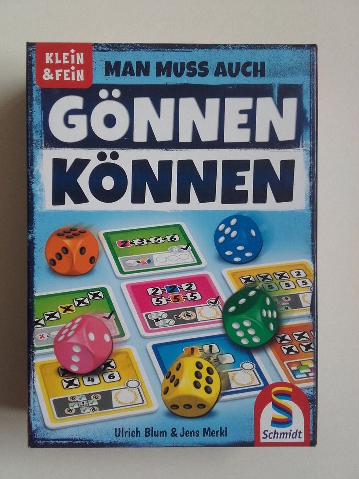 Spiel "Man muss auch gönnen können", Inhalt originalverpackt in Schramberg