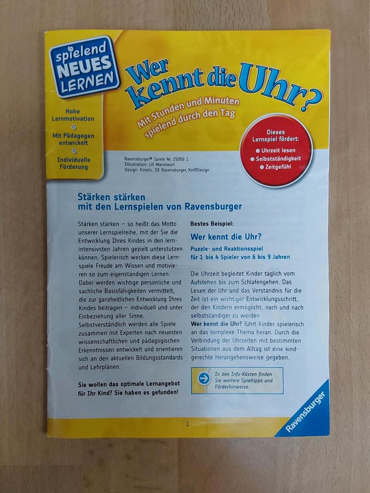 Ravensburger "Wer kennt die Uhr?" 6-9 Jahre in Bad Buchau