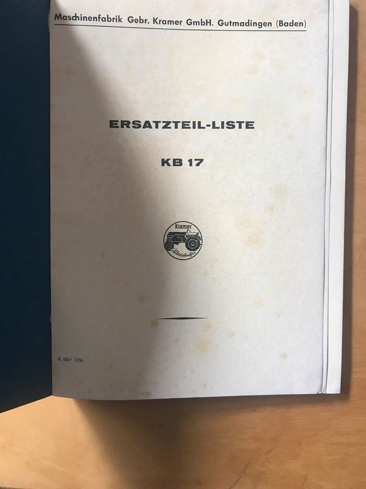 Ersatzteil - Liste Kramer KB17 in Müllheim