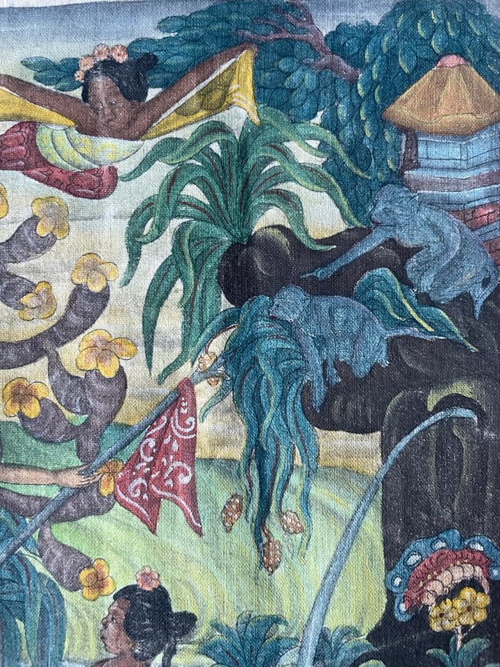 Alte antike Stoffmalerei Gemälde Bali Indonesion Asien Bild in München