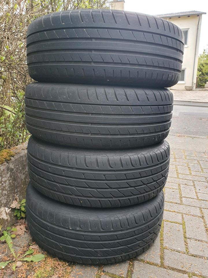 4×Sommerreifen auf Stahlfelgen 205/55 R16. Audi, VW, Skoda, Seat in Weilburg