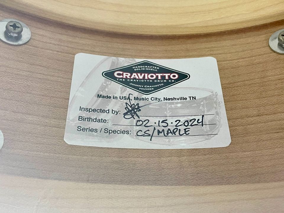 Craviotto Custom One Piece Solid Maple Snare 14 x 5.5" in Köln