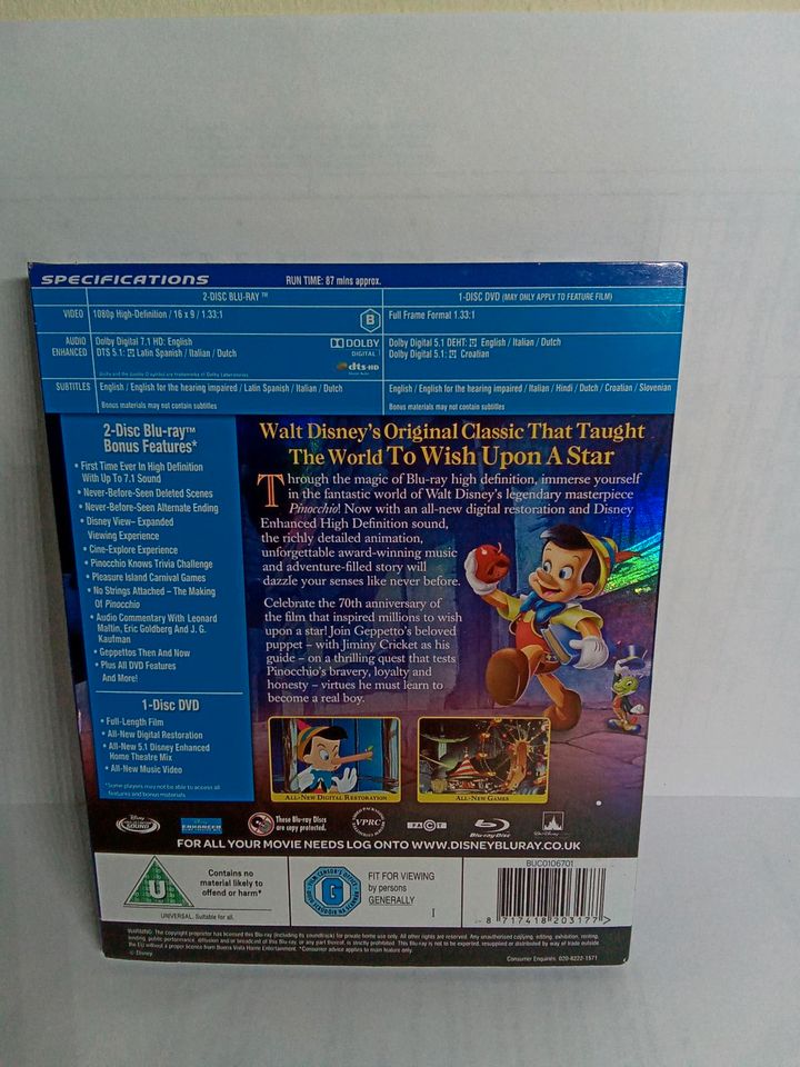 Disney's Pinocchio (1940) Platinum Edition blu ray (+DVD Combo) in Forchheim