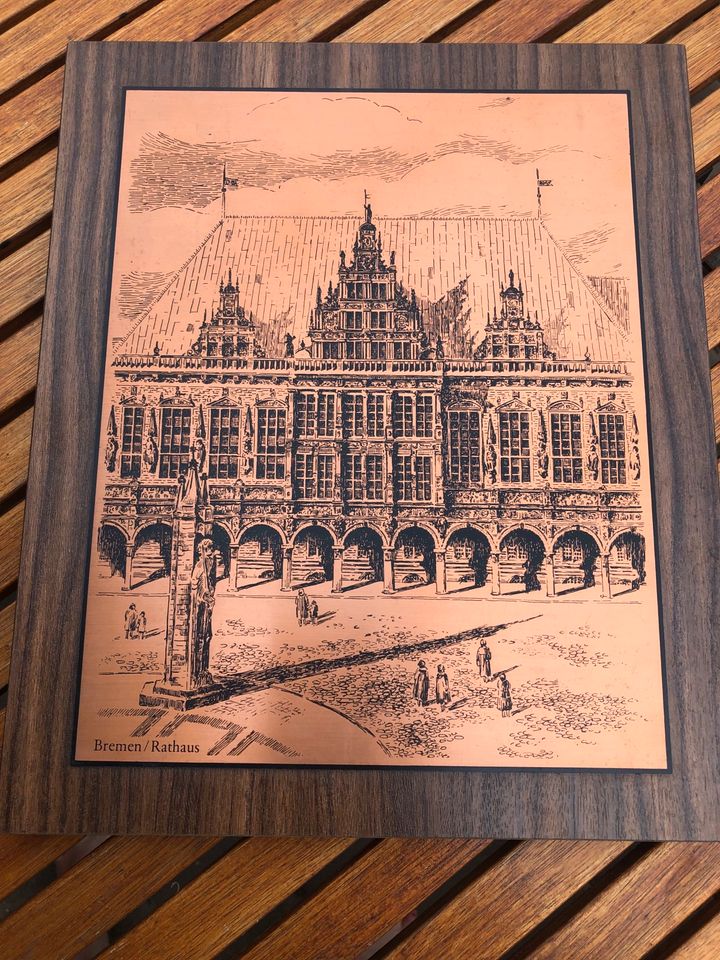 Bremen/ Rathaus “Kupferstich” auf Holz in Dormagen