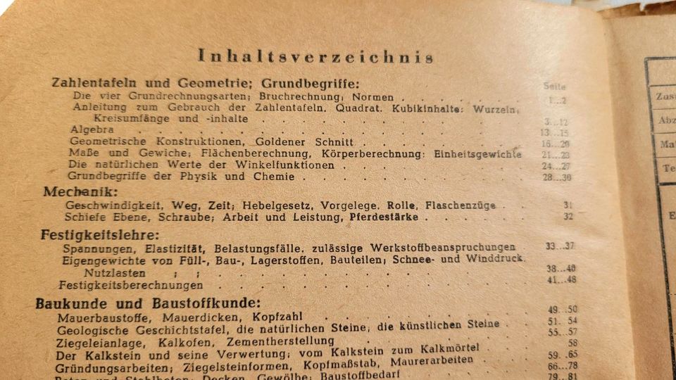 Tabellenbuch für Bau-und Holzgewerbe 1949 in Düsseldorf