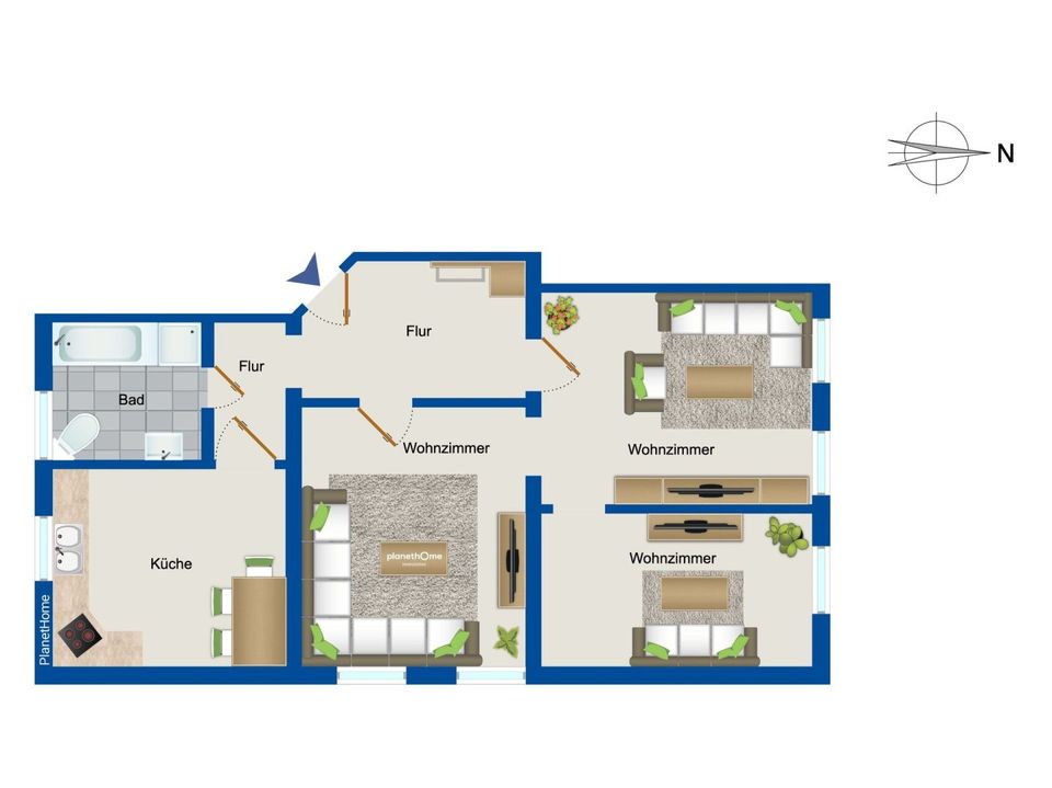 Vermietete 3-Zimmer-Wohnung mit ca. 75 m² Wohnfläche in Braunschweig im Östlichen Ringgebiet in Braunschweig