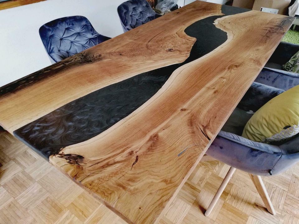 Eiche Epoxy Rivertable Esstisch Holztisch Massivholz in Altenburg