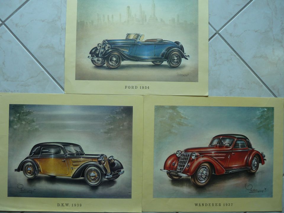 ARAL Oldtimer Kunstdrucke / Sammelbilder 70ziger Jahre - 3 Stück in Backnang