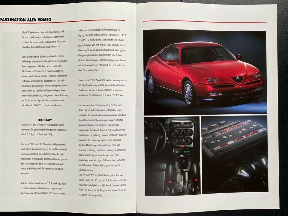 Prospekt Alfa Romeo GTV von 08/1995 in Mettmann