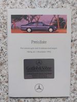 Mercedes Preisliste PKW 1994 1995 1996 / Stückpreis Hessen - Künzell Vorschau