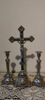 Antikes Kreuz Kerzenhalter aus Metall Bayern - Neufahrn in Niederbayern Vorschau