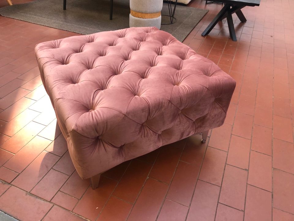 Hocker Samt Polsterhocker Chesterfield Sitzbank Rosa 80x80 cm in Bremen