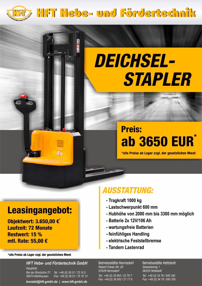 Gabelstapler Hangcha 1000 kg Stapler NEU in Eisenach