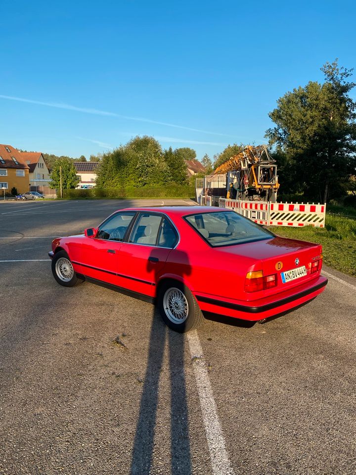 BMW 525i, Automatik, Bj.: 1989, TÜV 04/26, 127300 Km, Zinoberrot in Lichtenau Mittelfr