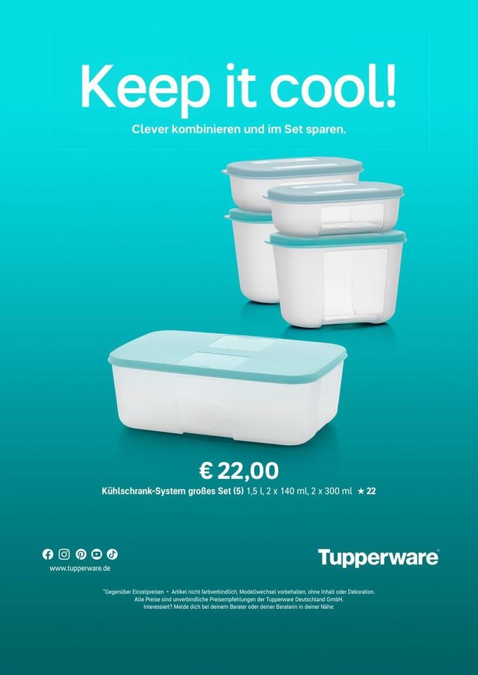 Tupperware Kühlschrank Set (5-tlg.) - Aktion, Neu !! in Höchstädt a.d. Donau