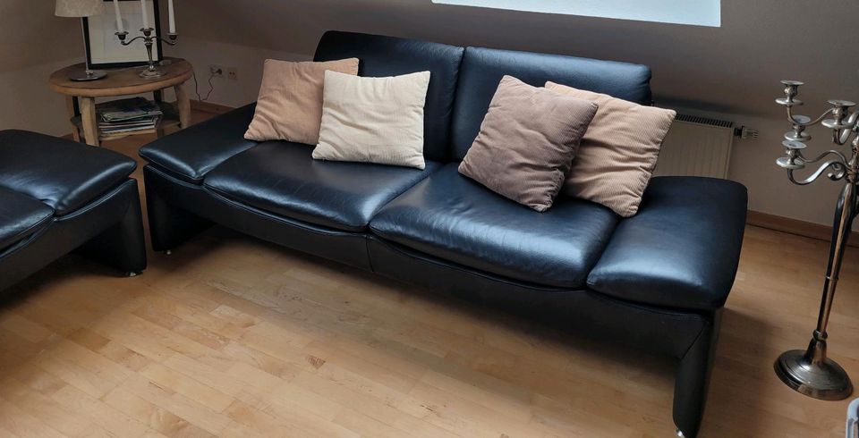 Ledersofas Sofagarnitur schwarz Designer LEU in Xanten