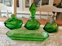 Wunderschönes Toilettenset Art Deco Glas Set Badset grün Vintage Hessen - Hungen Vorschau