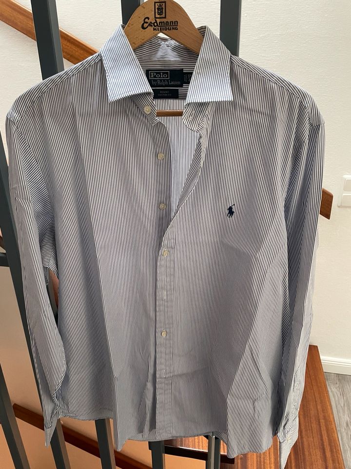 Hemd langarm Polo Ralph Lauren weiß/blau Gr 44 in Hannover