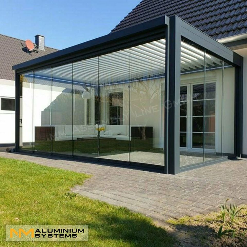 Glasschiebewand Glasschiebetür Glaswand Windschutz 2 m x 2,2 m in Nauheim