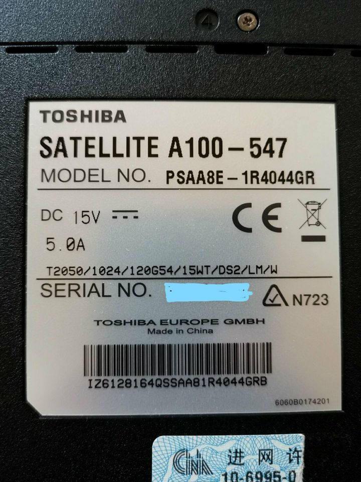 Toshiba Satellite A100-547  Modell No. PSAA8E in Dortmund