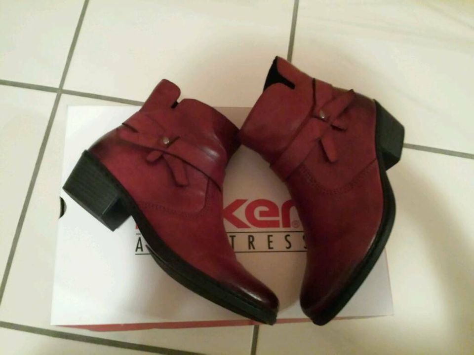 *Reserviert*Rieker Stiefeletten burgunder-bordeaux Rot,Gr.39,Neuw in Riegelsberg