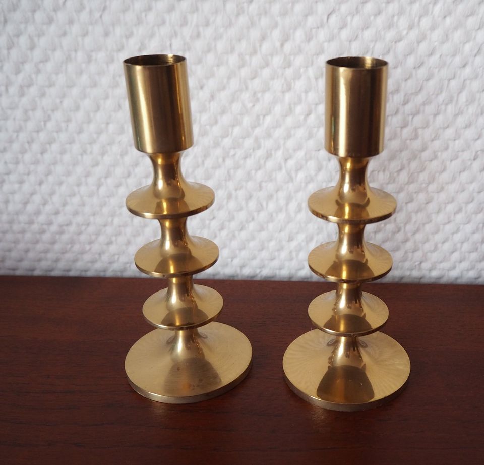 2er Set Messing Kerzenleuchter Midcentury, Vintage, gold in Nordstrand