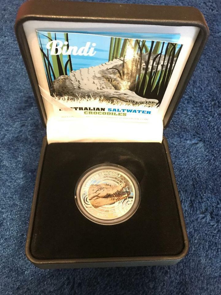 Bindi - Australian Saltwater Crocodiles 1 oz 999 Feinsilber Color in Waal