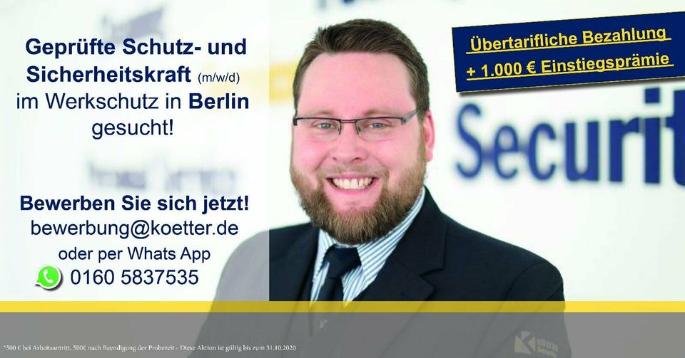 Ticketprüfer / Fahrkartenprüfer Berlin 1.600,- € netto* ⭐️ §34a in Berlin