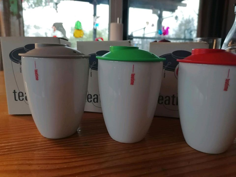 Teatime Teetasse Porzellan mit Deckel Neu OVP diverse Farben in Nierstein