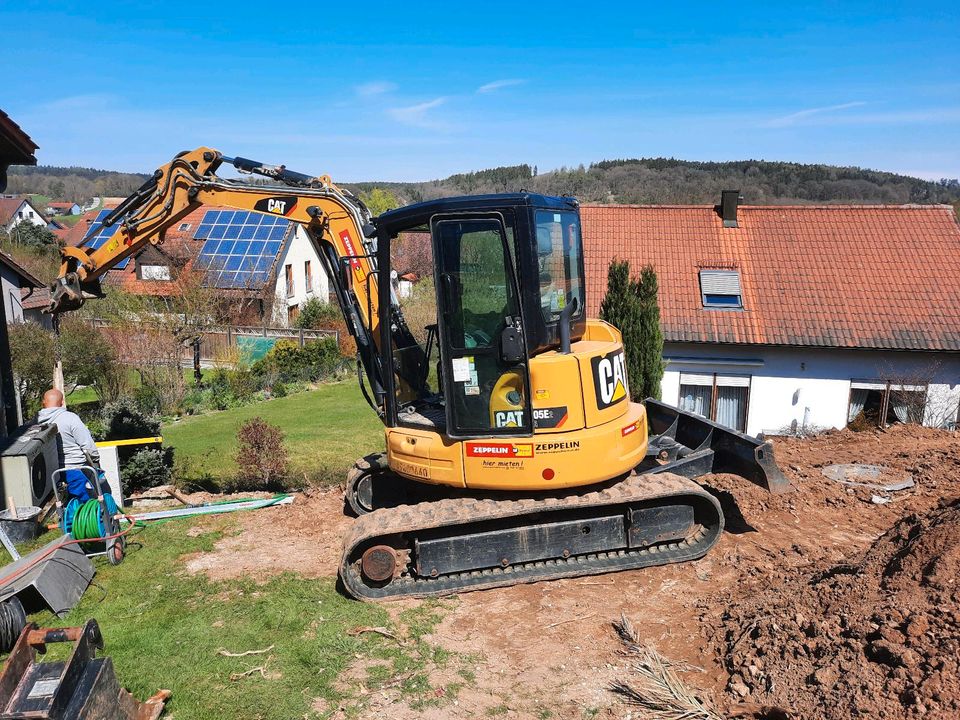 Minibagger 2 t mieten, Vermietung, Verleih. CAT, Kubota in Saal