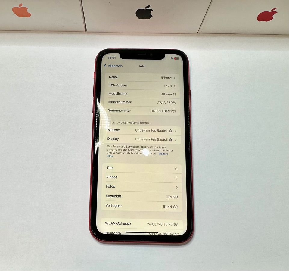 w.Neu iPhone 11 64GB Product Red Edition/100% Akku/Refurbished in Kernen im Remstal